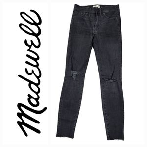 Madewell High Rise 9" Distressed Skinny Black Jeans Size 27